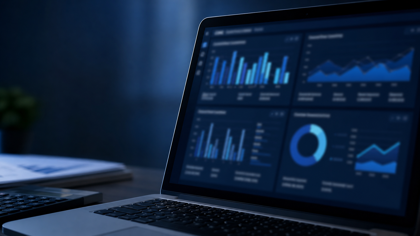Financial reporting dashboard on a laptop